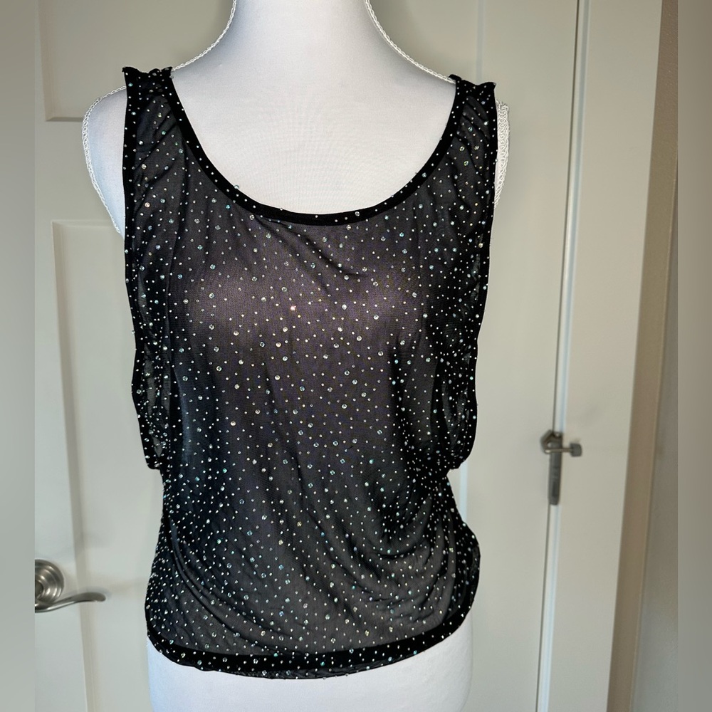 CalExotics Sheer Black Rhinestone Mesh Tank | Festival‎ Rave Club